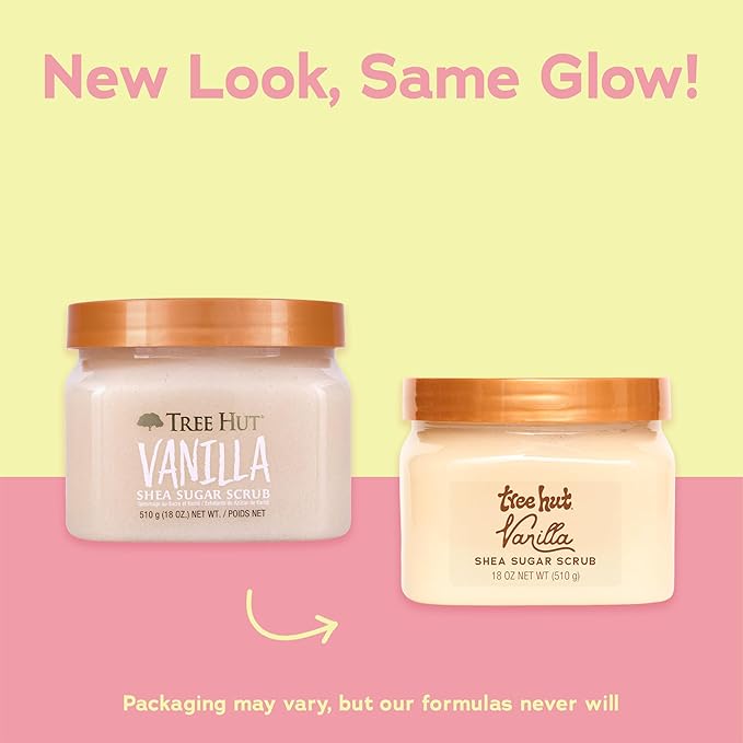 Tree Hut Vanilla Shea Sugar Exfoliating & Hydrating Body Scrub, 18 oz