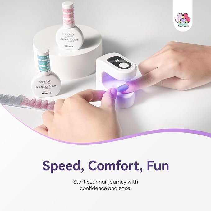 SAVILAND Essentials Mini UV Nail Lamp: 10S Rechargable Flash Cure Lamp U V Light for Gel Polish Nail U V Light LED Display 2 Timers Nail Light Portable Gel Nail Light Nail Dryer Manicure DIY Nail Art