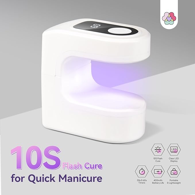 SAVILAND Essentials Mini UV Nail Lamp: 10S Rechargable Flash Cure Lamp U V Light for Gel Polish Nail U V Light LED Display 2 Timers Nail Light Portable Gel Nail Light Nail Dryer Manicure DIY Nail Art