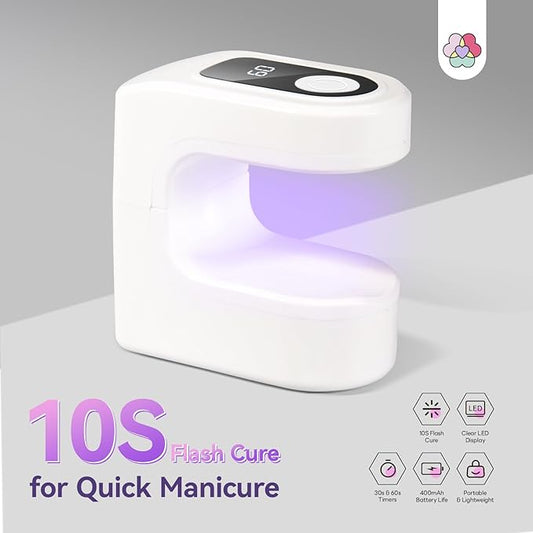 SAVILAND Essentials Mini UV Nail Lamp: 10S Rechargable Flash Cure Lamp U V Light for Gel Polish Nail U V Light LED Display 2 Timers Nail Light Portable Gel Nail Light Nail Dryer Manicure DIY Nail Art
