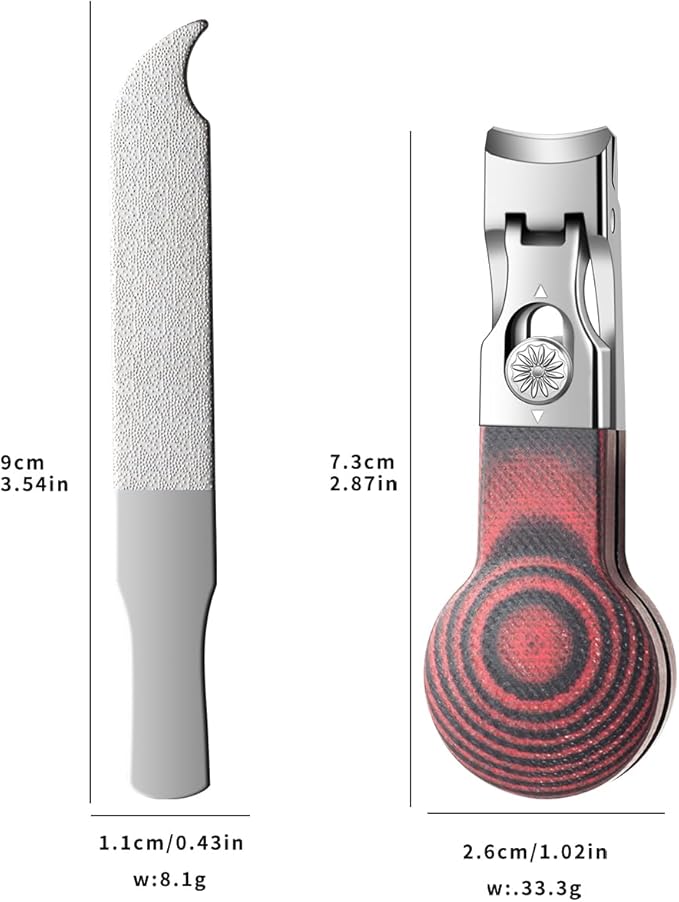 Large Opening Nail Clipper for Effortless Daily Trimming, G10 Handle Toenail Clipper Cutter for Seniors, Stainless Steel Nail Clipper for Thick Nail (Round Red A)