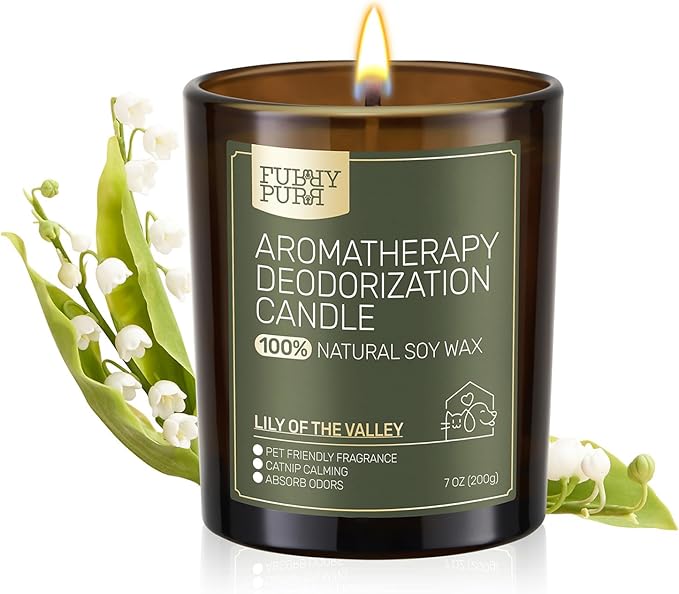 Odor Eliminating Candle, Lily of The Valley Scented Candle, Pet-Friendly Soy Candles, 60 Hours, 7 oz