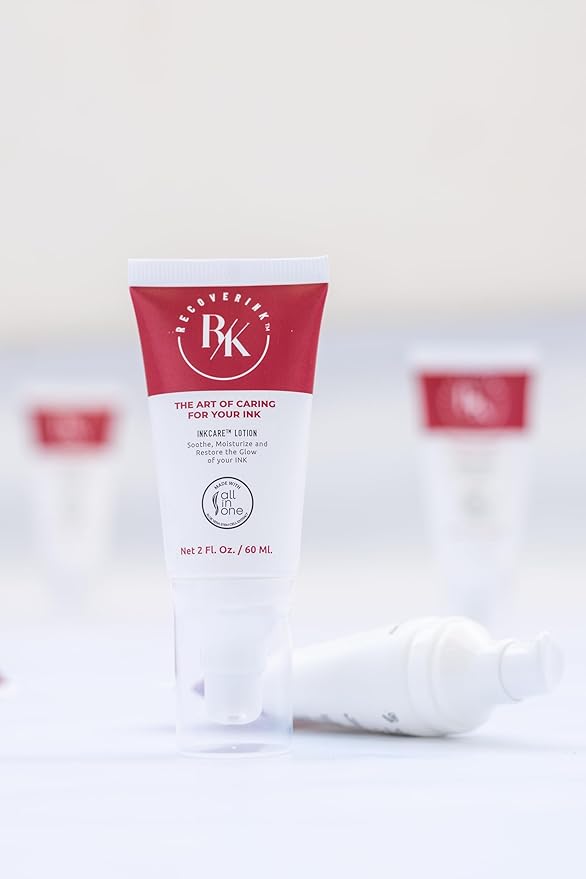 Tattoo Aftercare Lotion with Aloe Vera, 2oz, Hydrate + Heal + Highlight your ink - Recover Co, White