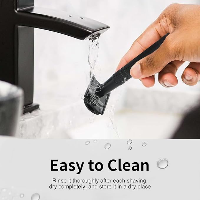 Matte Black Safety Razor, Single Blade Razors for Men, with 10 Stainless Steel Double Edge Blades, Reusable Metal 1 Blade Razor, Eco-Friendly, Smooth and Close Shave, Sustainable, Plastic Free