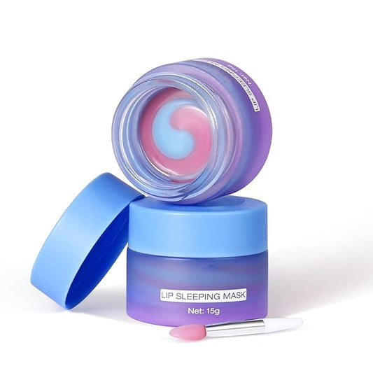 Overnight Lip Mask for Dry Lips, Intensive Hydrating Lip Sleeping Mask with Shea Butter, Repairs Flaky & Chapped Lips While You Sleep, Wake Up to Softer, Smooth Lips (Blueberry)