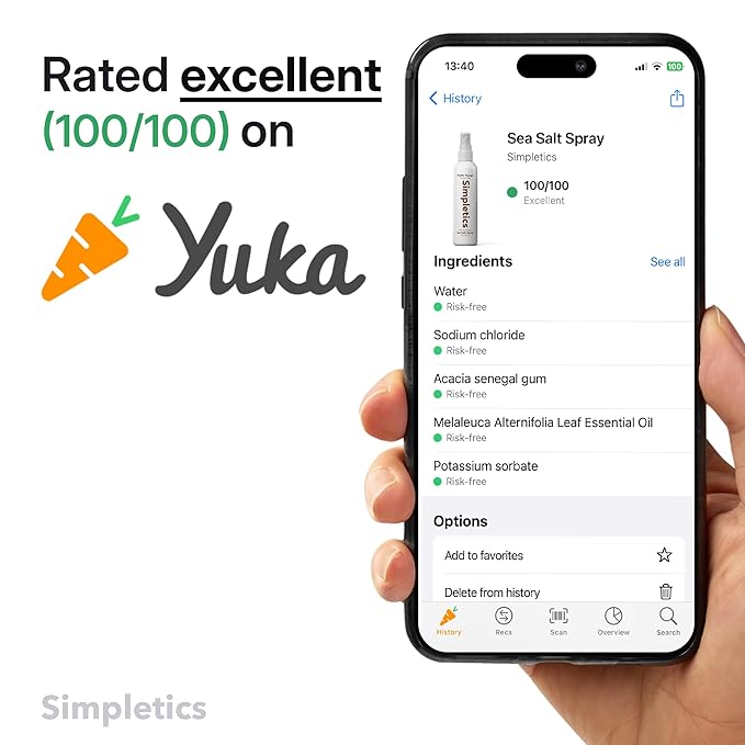 Simpletics Himalayan Sea Salt Hair Spray (Sandalwood Scent) – Natural 5-Ingredient Formula for Beach Waves & Volume – Light Hold, Non-Greasy, Paraben & Sulfate Free – Unisex 8 fl oz