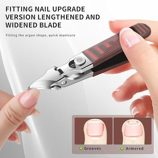 Large-Opening Pointed-Edge Nail Clipper - Detailed Trimming for Narrow Areas - G10 Handle & Stainless Steel Blades - Suited for Ingrown-Nail, Thick-Nail Users & Seniors(Straight Red C)