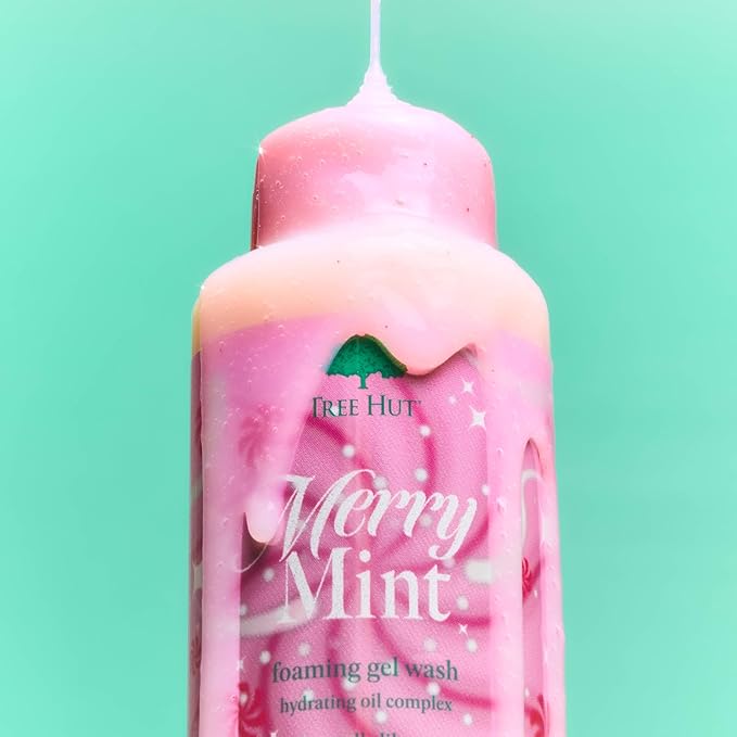 Tree Hut Merry Mint Foaming Gel Wash, Moisturizing & Hydrating Body Wash with Shea Butter, Gently Cleanses for Soft, Fresh & Radiant Skin, 18 fl oz (Pack of 2)