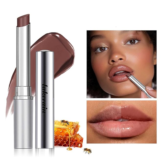 Honey Lipstick Tinted Lip Balm - Sheer Hydrating Lipstick for All Skin Tones - Moisturizing Lip Color, Nourishing Lip Balm with a Hint of Natural Black Cherry Tint (Nude Honey)