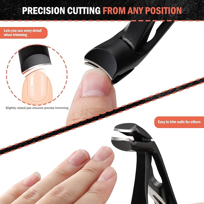 BEZOX Toenail Clipper for Thick Nails - Large Toe Nails Clipper for Seniors for Thick Toenails with Metal Nail File, Premium Nail Cutter Trimmer for Men and Women - Black