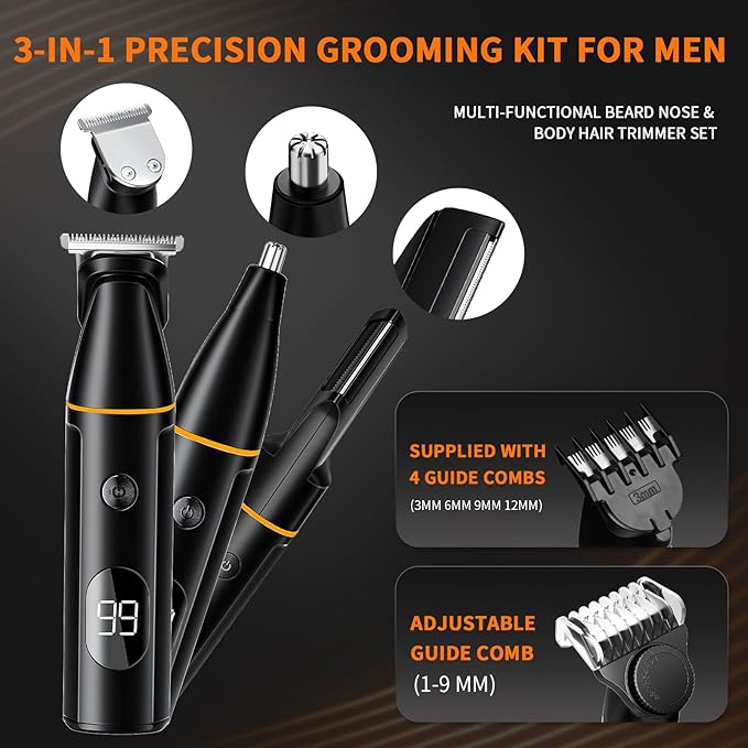 Head Shavers Bald Men& Manscape Body Hair Trimmer Kit,Waterproof Head Shaver for Bald Men with Body Hair Trimmer for Groin/Pubic/Balls, USB-C Rechargeable with LED Display
