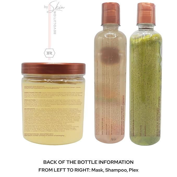 Ritual Botánico Keratina Orgánica | Treatment to Straighten, Repair and Relax Hair | All Natural, Organic & Vegan Ingredients | Product of Colombia (3 Piece Kit-Grasa Shampoo)