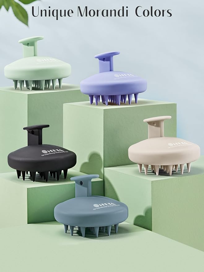 HEETA Scalp Massager Hair Growth, Scalp Scrubber with Soft Bristles, Integrated Silicone Design, Exfoliator for Dandruff Removal & Relaxation, Shampoo Brush Fit Wet/Dry Hair Use, Dark Green