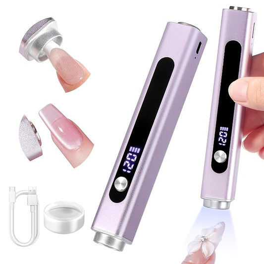 SAVILAND Advanced U V Light for Gel Nails: 3 In 1 U V Nail Lamp Cat Eye Magnet 8s Flash Cure Lamp Nail Stamp LCD Display Mini Portable Nail Dryer Rechargeable with 3 Timers Design Art Tools Home DIY