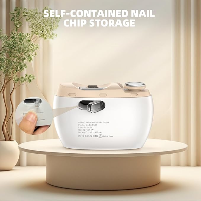 Electric Nail Clipper, Electric Nail Trimmer Suitable for Children, Adults, and Elderly, Automatic Nail Clipper with 2 Adjustable Speeds, Nail Clippers with LED Light and Chip Storage Box