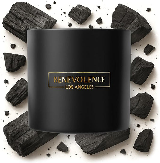 Benevolence LA 3 Wick Candle, Charcoal Large Scented Candle | Soy Candles | Holiday Candle Gifts for Women and Men | Home Fragrance | Aromatherapy | Bathroom Freshener 14.5 Oz, 45 Hour Burn