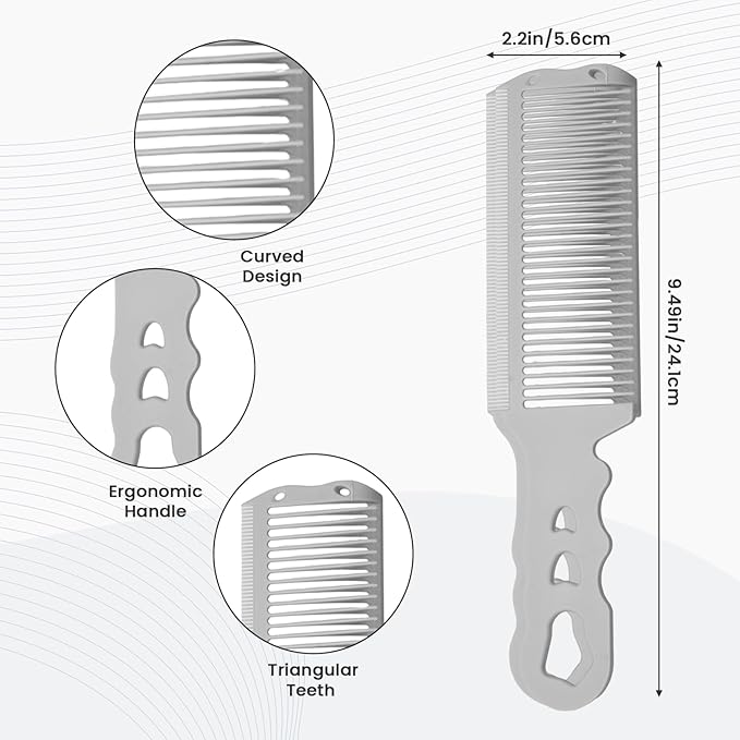 Fade Comb for Men-4PCS Fade Guide for Men Haircut Kit Includes Silicone Haircut Band,Barber Comb and Hairdressing Brush,Self Hair Cutting Tools for Home & Salon Use(Gray Hairband)