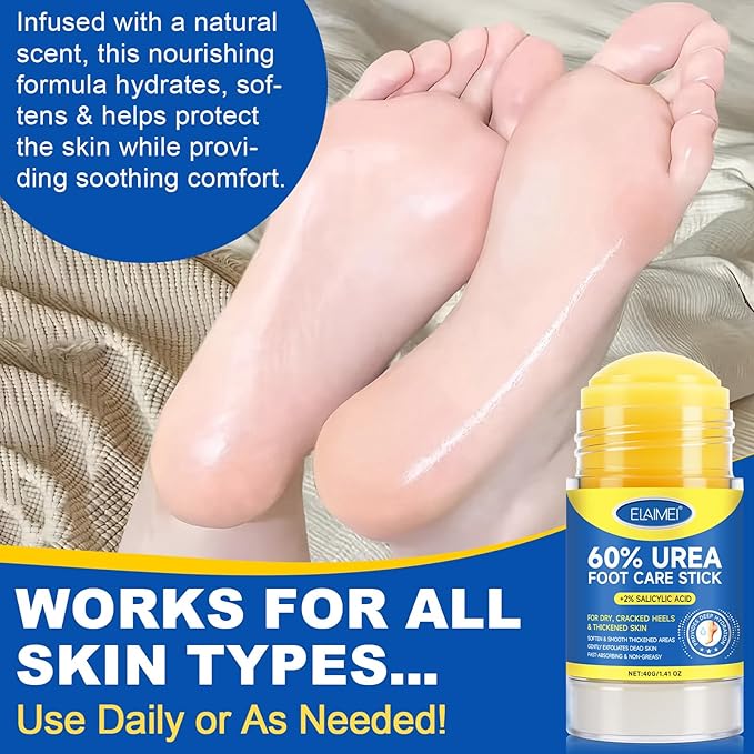 NIFEISHI 60% Urea Cream with 2% Salicylic Acid,(2pcs) Urea Foot Cream Moisturizer for Dry Cracked Feet, Knees, Elbows, Hands, Maximum Strength Moisturizer, Callus Remover, Deep Hydration- 1.41oz