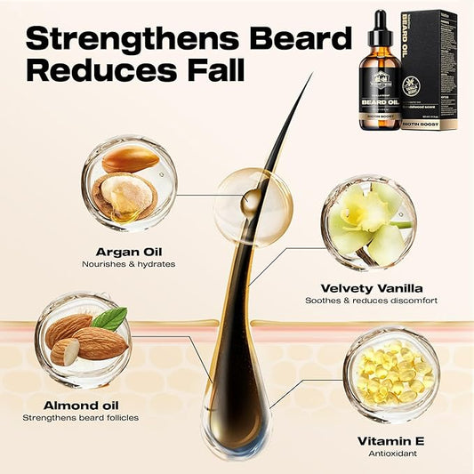 Waking Forest Vanilla Beard Oil for Men 60 ml - Biotin Mustache Oil with Vitamin E, Rosemary & Castor - Beard Care Softener, Strengthens, and Moisturizes - Beard Conditioner (2 oz)