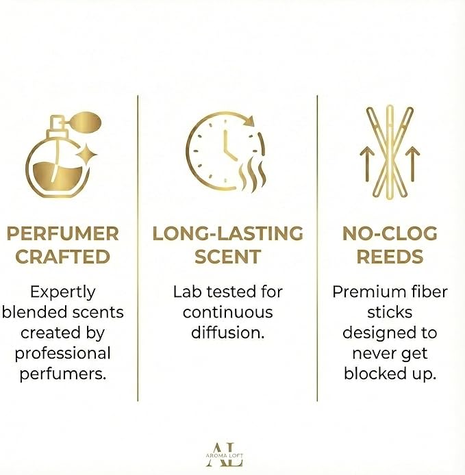 Fresh Linen- Reed Diffuser Set - Scent Sticks - Non-Toxic- Bathroom Diffuser - with 5oz Oil - Black Reed Diffusers for Home & Office - Elegant Scented Sticks for Desk