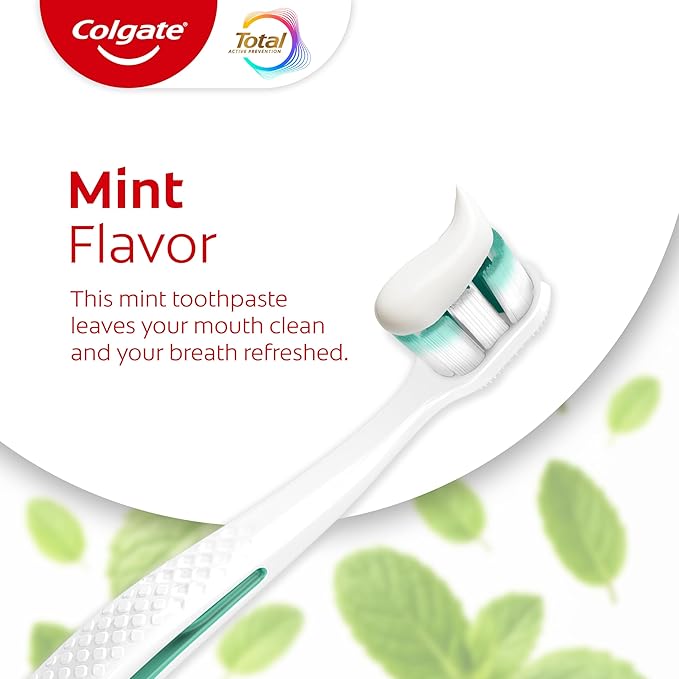 Colgate Total Active Prevention Clean Mint Toothpaste, Anticavity Fluoride Toothpaste, Clinically Proven Formula That Fights Plaque Bacteria, Mint, 4 Pack, 5.1 oz