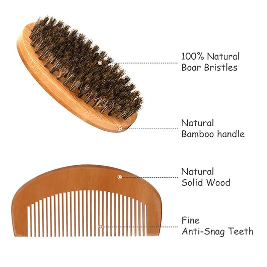 Ceenwes Upgraded Beard Grooming Kit - Conditioner, Oil, Brush, Comb, Balm, Scissors, Storage Bag for Beard and Mustache Trimming, Perfect Men's Gift