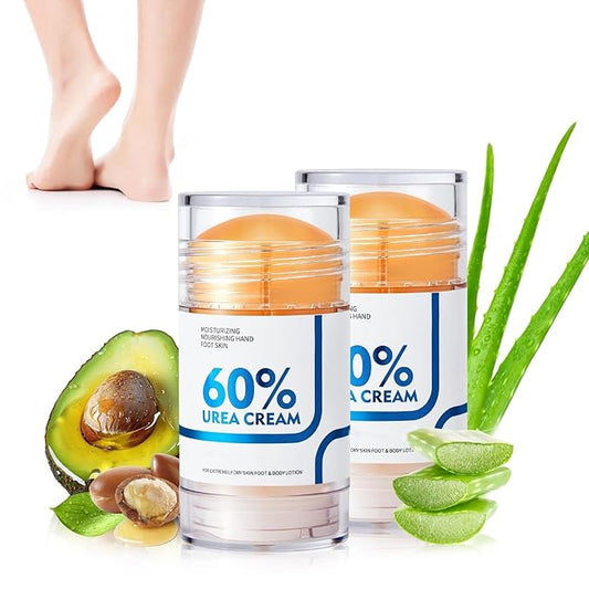 Foot Care Urea Cream Stick 60% Urea Deeply Moisturising with Rapid Absorption Nourishes Dry Skin Removes Dead Skin Suitable for Feet, Knees and Elbows 40g*2