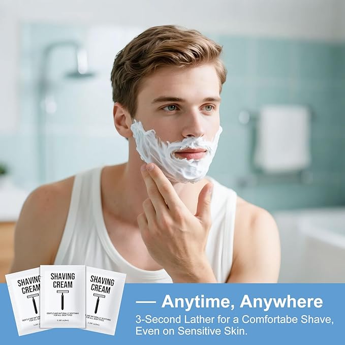Travel Shaving Cream Bulk for Men 8ml/0.28fl oz,Disposable Shaving Cream in Bulk Individual Travel Shave Cream for Hotel Homeless Charity Home Nursing(Unscented,Pack of 100)