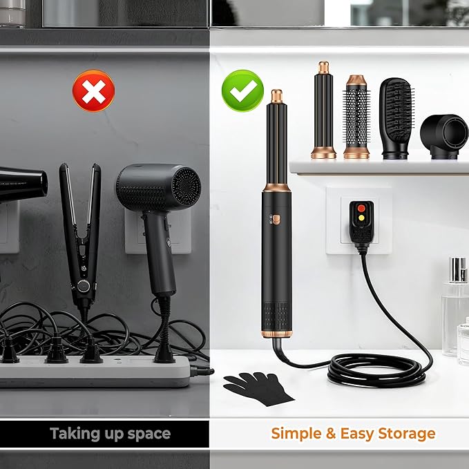 5 in 1 Blow Dryer Brush Set,Hot Air Styler Negative Ion Air Curling Wrap Air Curler, Round Brush Blow Dryer Curling Iron Hair Styling Tools Gift for Dry,Volumize, Straight,Curl,100-120V