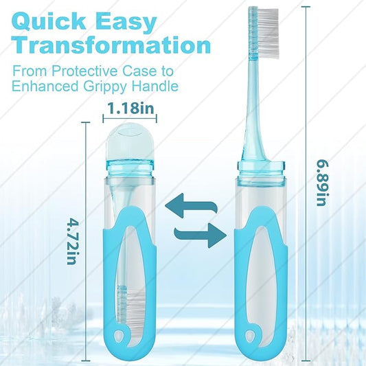 Foldable Travel Toothbrush, Portable Soft Bristles Toothbrushes Adults Size, Folding Cover Collapsible Medium Bristle Brushes Individually Wrapped Good for School Hiking Camping 4 Pieces