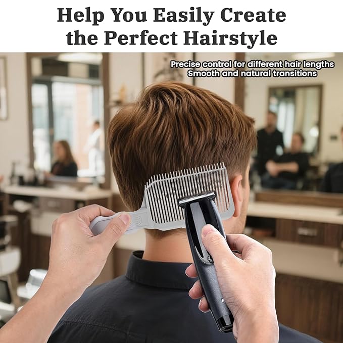 Fade Comb for Men-4PCS Fade Guide for Men Haircut Kit Includes Silicone Haircut Band,Barber Comb and Hairdressing Brush,Self Hair Cutting Tools for Home & Salon Use(Black Hairband)