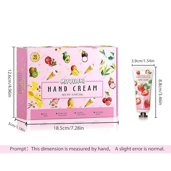 10 Pack Hand Cream Gift Set, Hand Lotion Travel Size for Dry Hands, Gifts for Women,Teen girls, Holidays, Birthdays, Thank You Gifts, Christmas, Stocking Stuffers, Small Gifts Unisex Bulk 20ml