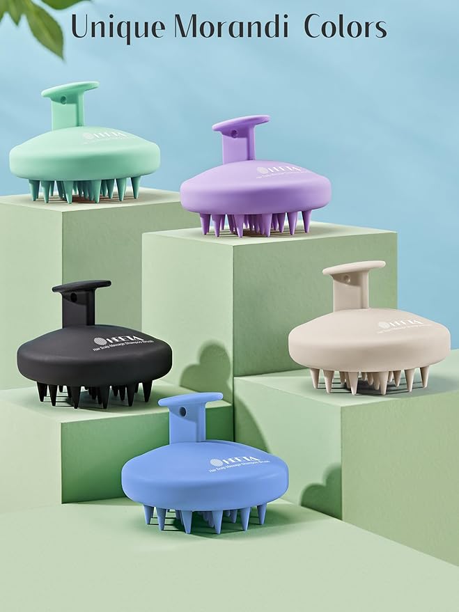 HEETA Scalp Massager Hair Growth, Scalp Scrubber with Soft Bristles, Integrated Silicone Design, Exfoliator for Dandruff Removal & Relaxation, Shampoo Brush Fit Wet Dry Hair Use, Light Purple