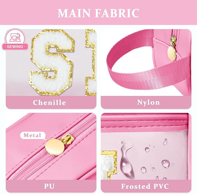 COSHAYSOO Clear Sunscreen Bag Makeup Toiletries Pouch Beach Vacation Essentials Summer Travel Stuff Accessories Personalized Graduation Gifts for Her Women College Teen Girls Teacher Nurse Pink SPF