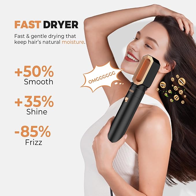 6 in 1 Blow Dryer Brush Set,Hot Air Styler Negative Ion Air Curling Wrap Air Curler, Round Brush Blow Dryer Curling Iron Hair Styling Tools Gift for Dry,Volumize, Straight,Curl,100-120V