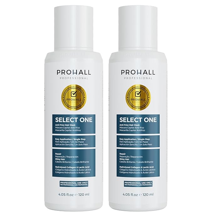 Brazilian Keratin Treatment Blowout Complex-PROHALL SELECT ONE 4.05 oz-Formaldehyde Free Keratin Hair Treatment at Home-Queratina Brasileña Keratina Para Alisar el Pelo Sin Formol-Pack of 2