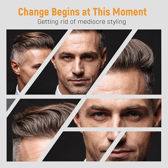 Men's Hair Styling Combs and Brush Set - Roller Brush for Adding Volume, Pompadour, Slicked-back, Fauxhawk, Undercut Styling Combs