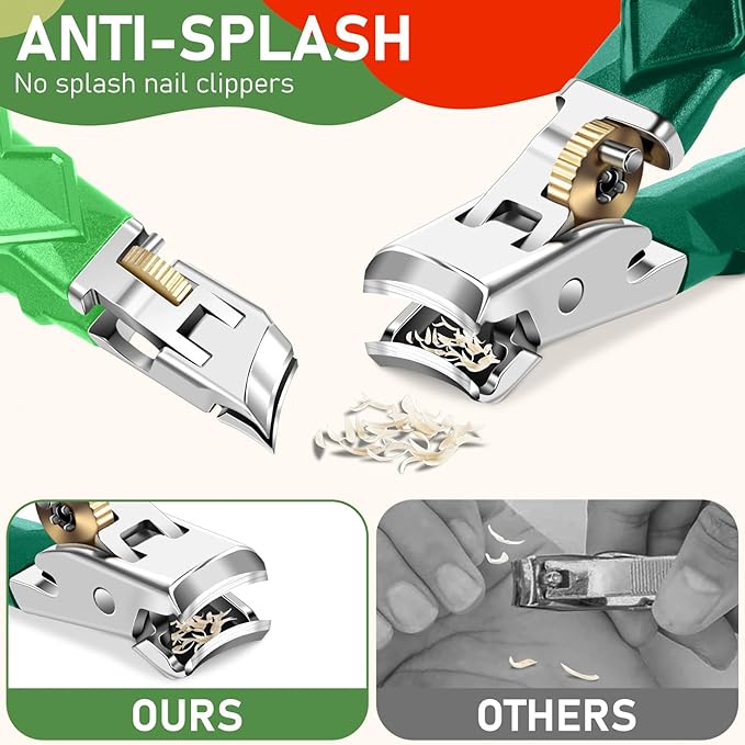 Toenail Clippers for Thick Toenails for Seniors, Christmas Stocking Stuffers, Wide Jaw Opening Nail Clippers, Heavy Duty Ingrown Toenail Clippers Nail Cutters, Sharp Slanted Nail Clippers, Dual Green