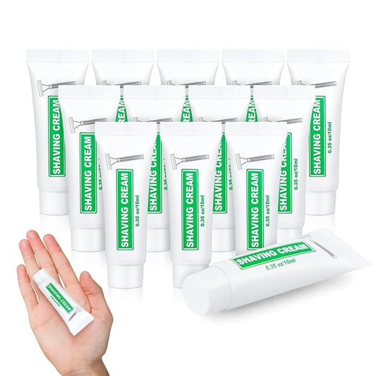Travel Size Shaving Cream Bulk Pack of 200,Individually Wrapped 10ml/0.35fl oz Mini Disposable Shaving Cream in Bulk 1.2x2.9 inch Travel Size Toiletries Amenities for Guests,Homeless,Charity