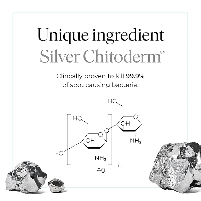 47 Skin | Hydrating Face Serum with Silver Chitoderm for ALL Skin Types | Clears Acne, Prevents & Heals Breakouts & Blemishes, Repairs Scars | Moisturises and Nourishes For Smooth Skin | 15ml