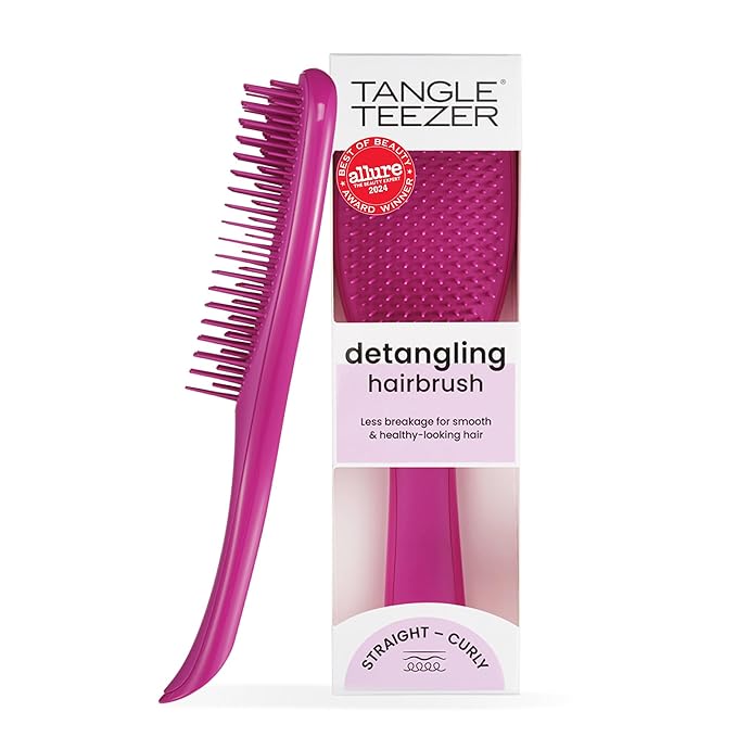 Tangle Teezer Ultimate Detangler Brush for Wet & Dry Hair, Eliminates Knots & Reduces Breakage for All Hair Types, Electric Raspberry