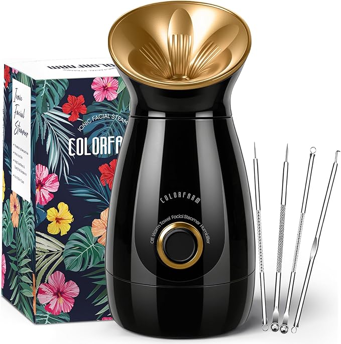 Colorfarm Facial Steamer Nano Ionic: Face Steamer Deep Cleaning Unclogs Pores - Humidifier Hot Mist Home Sauna Spa for Women Men Sinuses Moisturizing