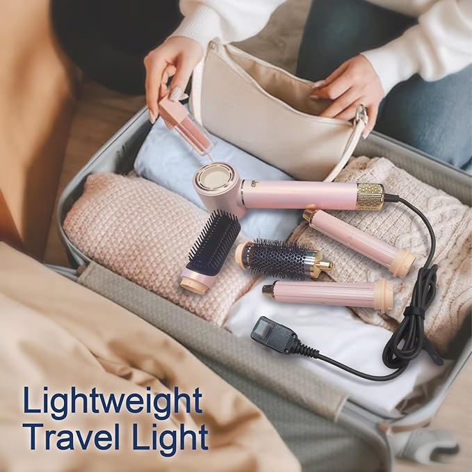 Hair Dryer Brush 5 in 1, Hair Styler, 110,000 RPM High-Speed Negative Ionic Hair Dryer Fast Drying, Professional Multi Blow Dryer Brush for Curling Volumizing Straightening Styling, Gift for Christmas