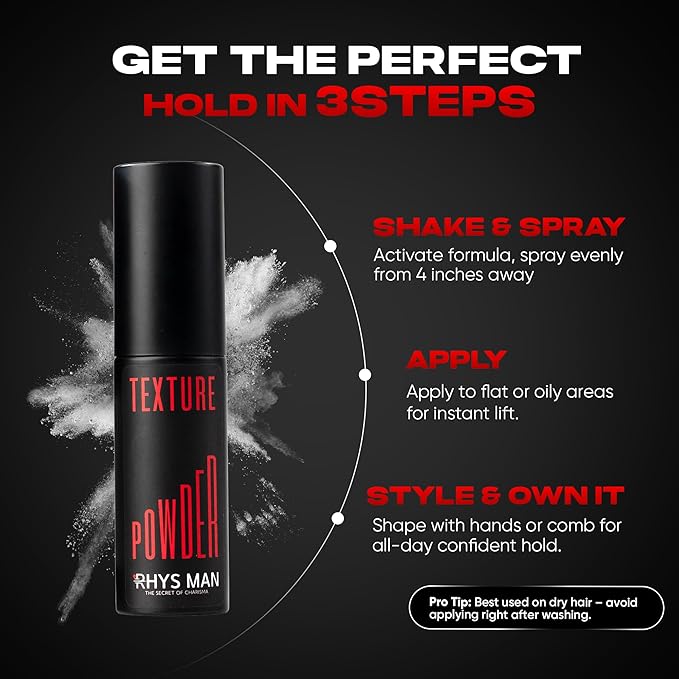 Texture Powder for Men - Volumizing Hair Styling Powder Spray for Natural Lift, Oil Absorption & Matte Finish, Lightweight for Long-Lasting Hold, Christmas Gift for Grandson, Boys, Teenagers