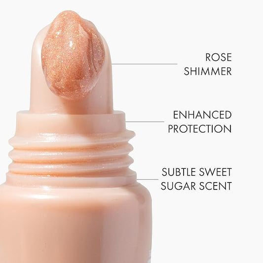 ESW Beauty Rose Sugar Smoothie Shimmer Lip Treatment – Soft Rose & Sweet Sugar with Shea Butter & Vitamin E for Luminous Shine & Daily Protection