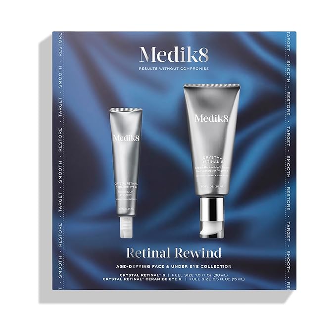 Medik8 Retinal Rewind Kit - Retinal Face Serum and Under Eye Cream for Puffiness and Wrinkles - Smoothing Serum for Face Hydrates Skin - 2 pc
