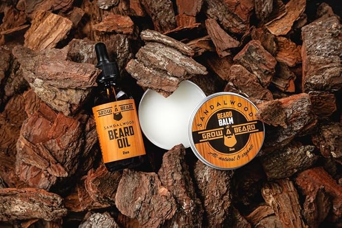 Beard Oil and Balm Set for Men - All-Natural Sandalwood & Citrus Scent, For Beard Growth and Care (2 Pack of 2 oz)