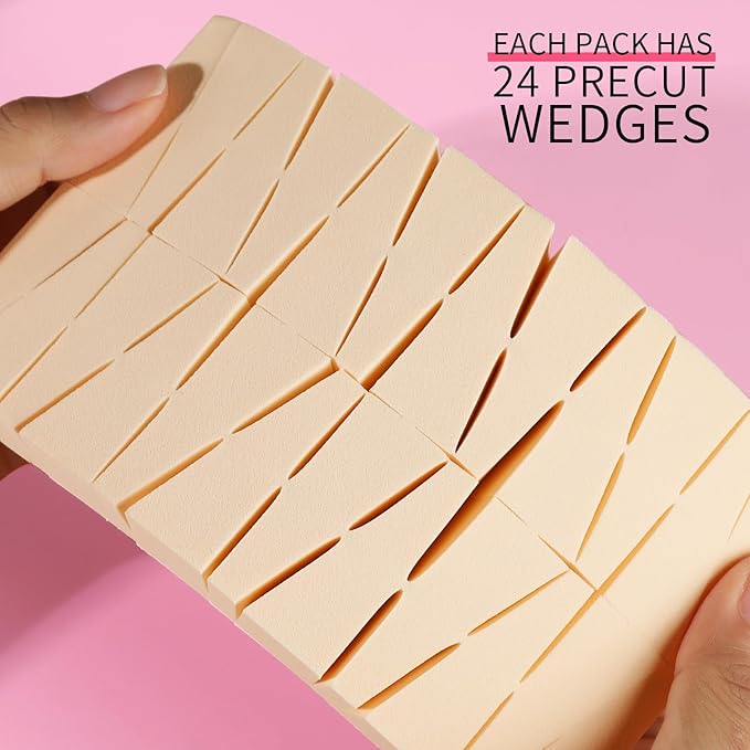 Teenitor 48 Pieces Makeup Sponge Blender For Face Curve Blending, Latex Free Small Wedge Shaped Smooth Apply Beauty Sponge Applicator For Liquid Cream Foundation Halloween Costume Festival Makeup