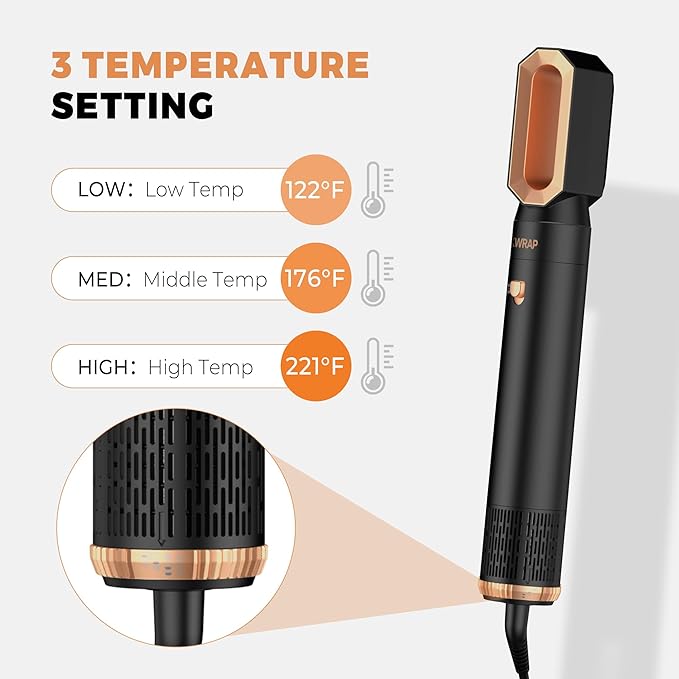 6 in 1 Blow Dryer Brush Set,Hot Air Styler Negative Ion Air Curling Wrap Air Curler, Round Brush Blow Dryer Curling Iron Hair Styling Tools Gift for Dry,Volumize, Straight,Curl,100-120V