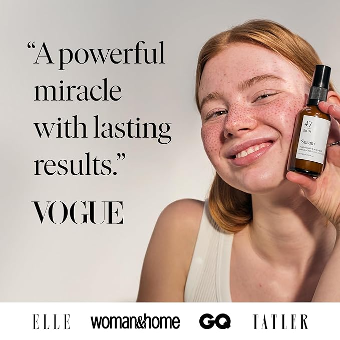 47 Skin | Hydrating Face Serum with Silver Chitoderm for ALL Skin Types | Clears Acne, Prevents & Heals Breakouts & Blemishes, Repairs Scars | Moisturises and Nourishes For Smooth Skin | 15ml